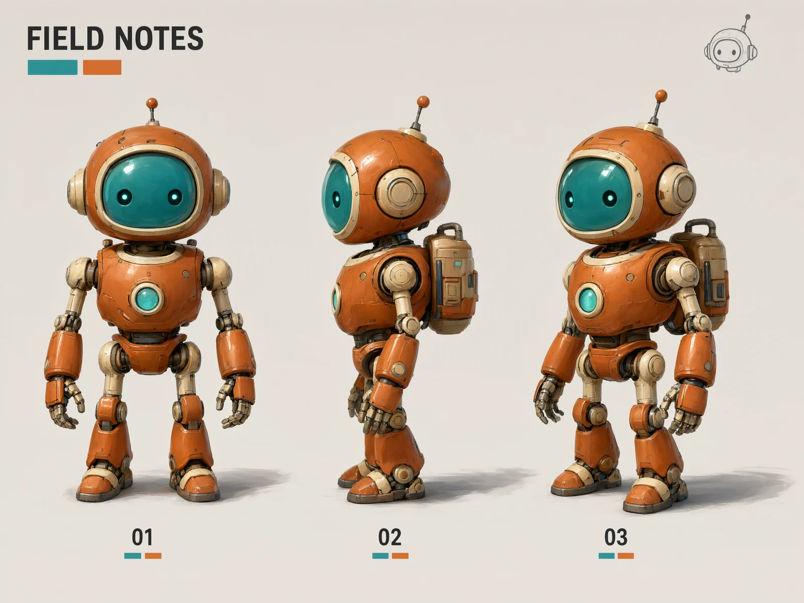Qwen Image 3.0 Pro · One robot, three views